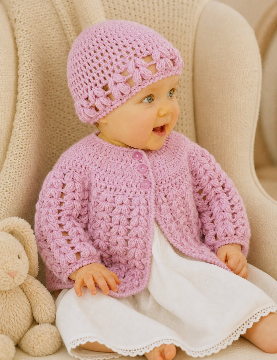 Vintage Baby & Kids Cardigan + Beanie Crochet Pattern