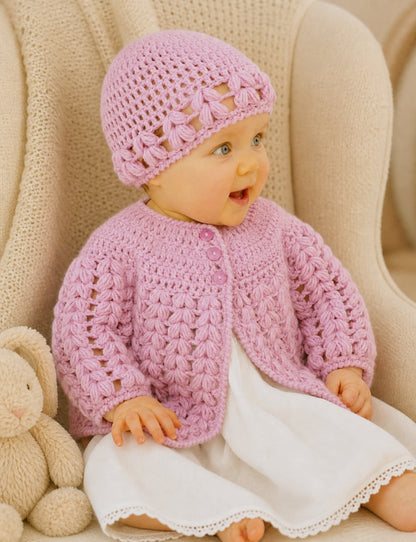 Vintage Baby & Kids Cardigan + Beanie Crochet Pattern
