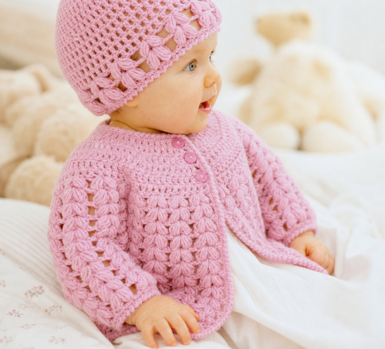 Vintage Baby & Kids Cardigan + Beanie Crochet Pattern