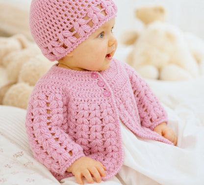Vintage Baby & Kids Cardigan + Beanie Crochet Pattern