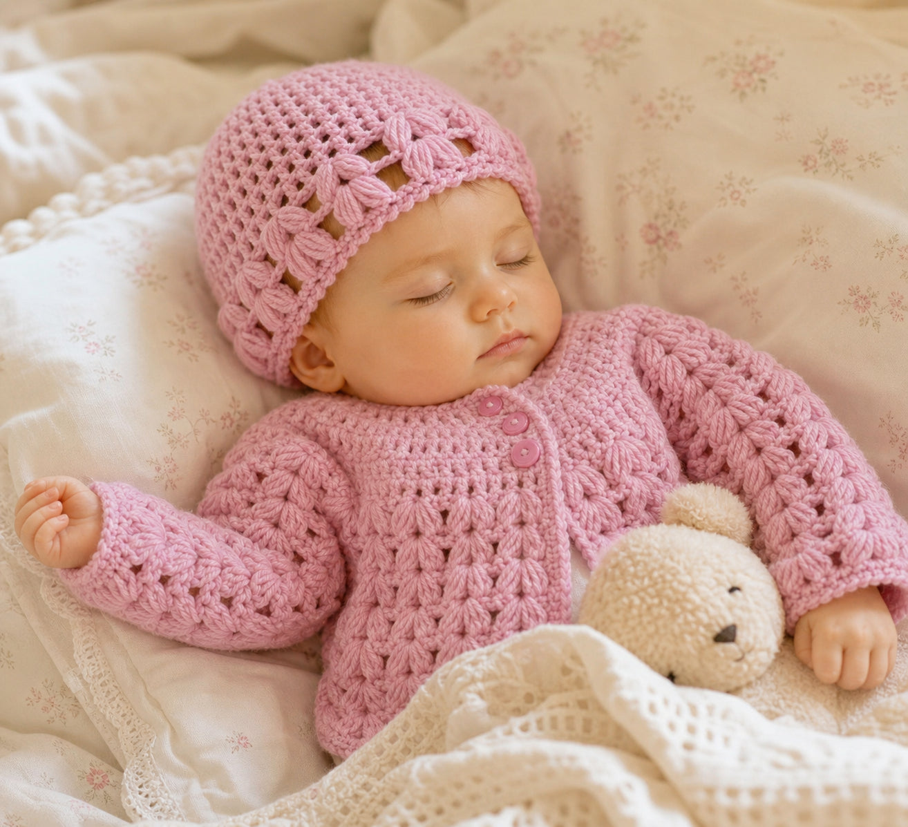 Vintage Baby & Kids Cardigan + Beanie Crochet Pattern