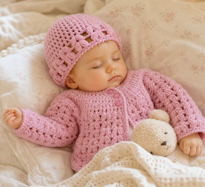 Vintage Baby & Kids Cardigan + Beanie Crochet Pattern