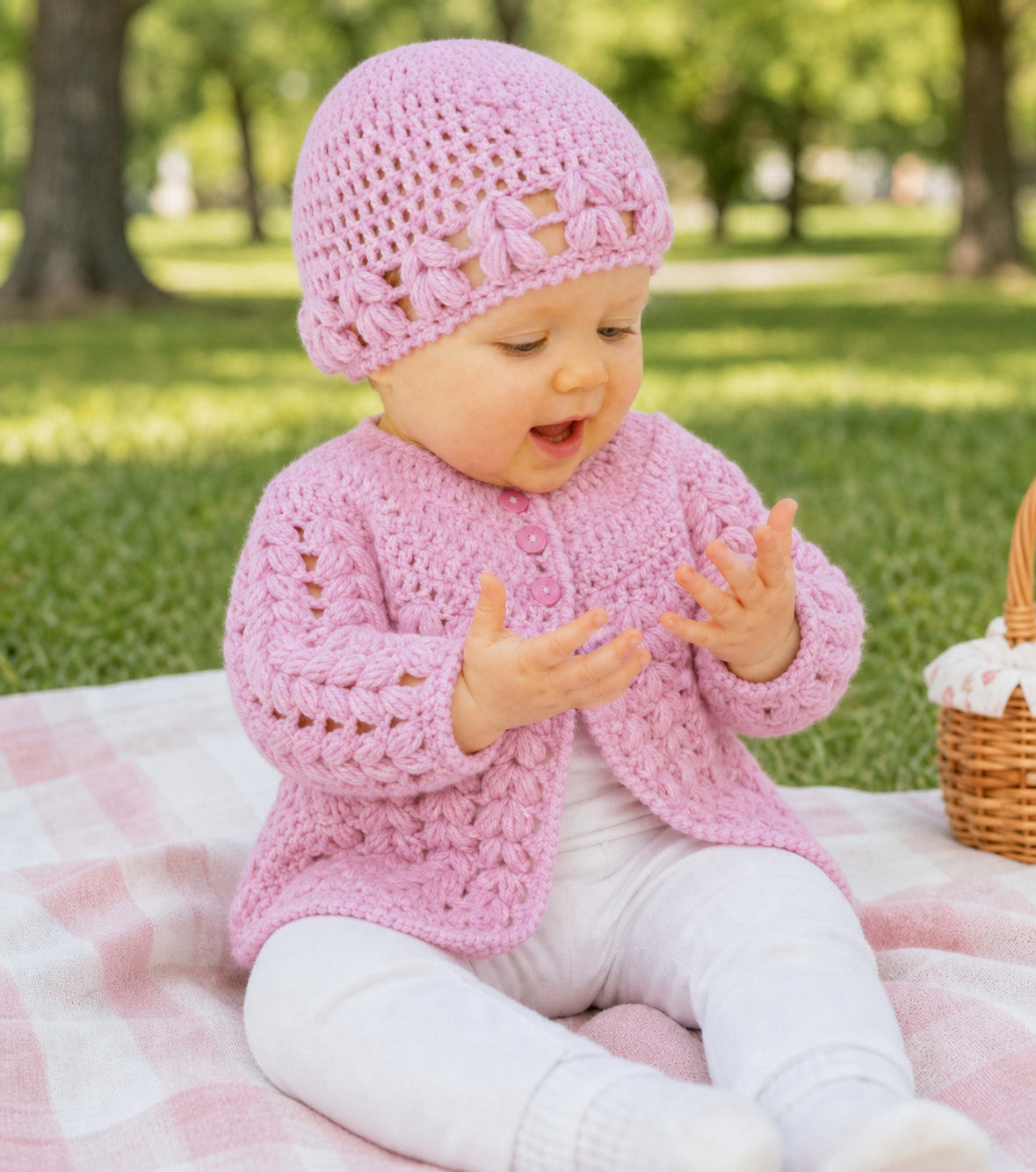 Vintage Baby & Kids Cardigan + Beanie Crochet Pattern