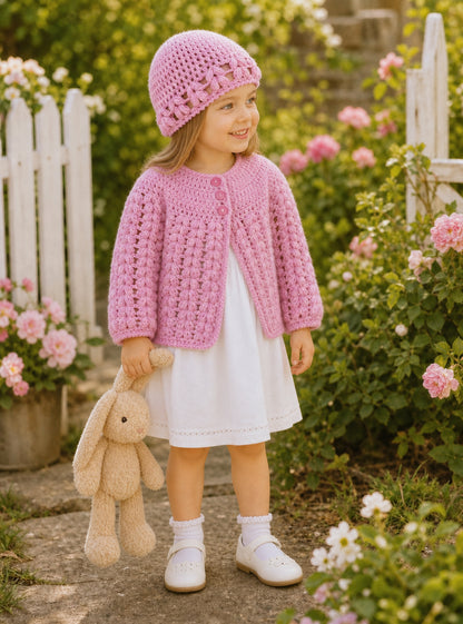 Vintage Baby & Kids Cardigan + Beanie Crochet Pattern