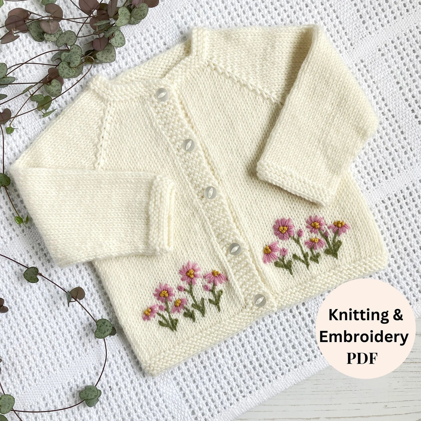 Daisy Embroidered Cardigan Knitting Pattern