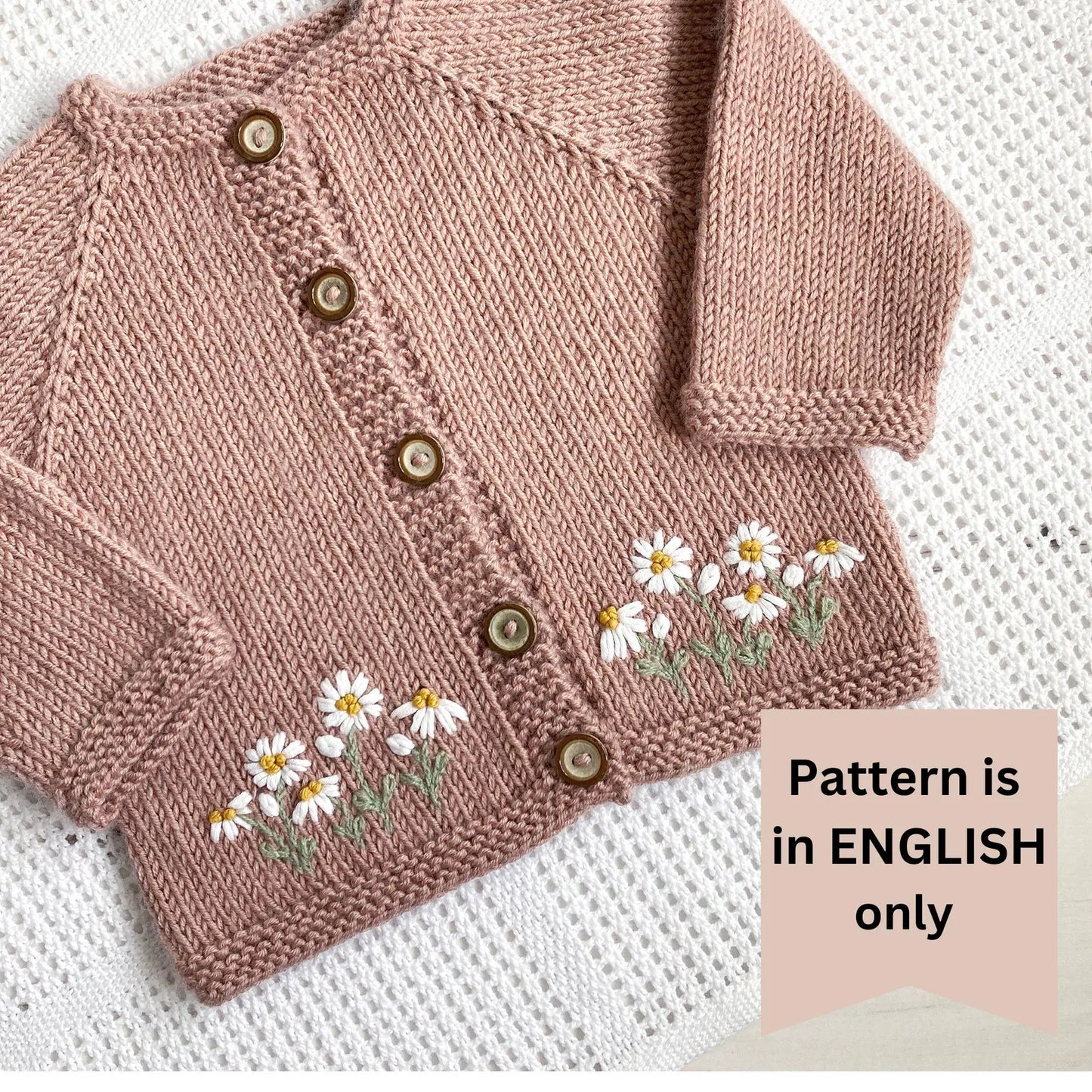 Daisy Embroidered Cardigan Knitting Pattern