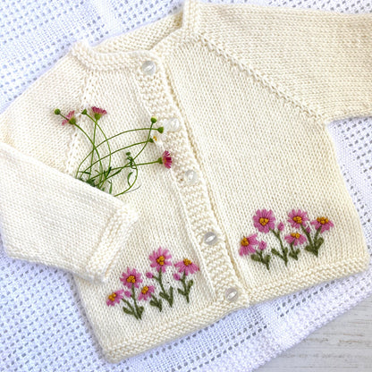 Daisy Embroidered Cardigan Knitting Pattern