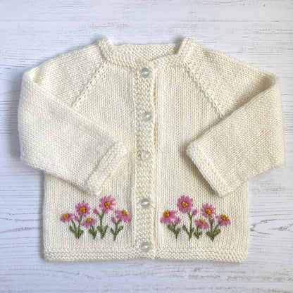 Daisy Embroidered Cardigan Knitting Pattern