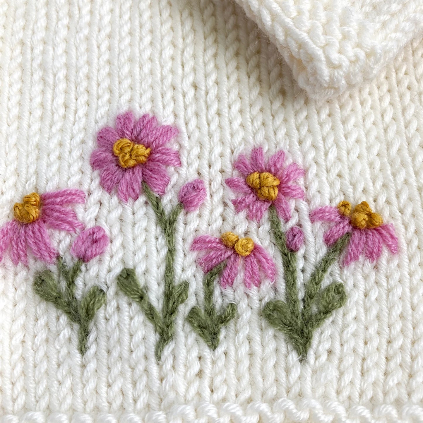 Daisy Embroidered Cardigan Knitting Pattern
