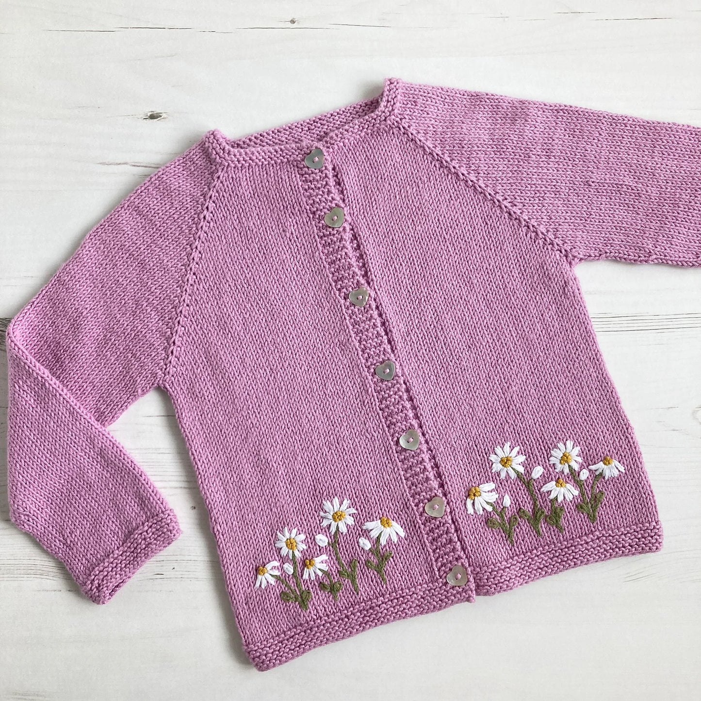 Daisy Embroidered Cardigan Knitting Pattern