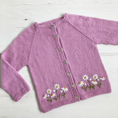 Daisy Embroidered Cardigan Knitting Pattern