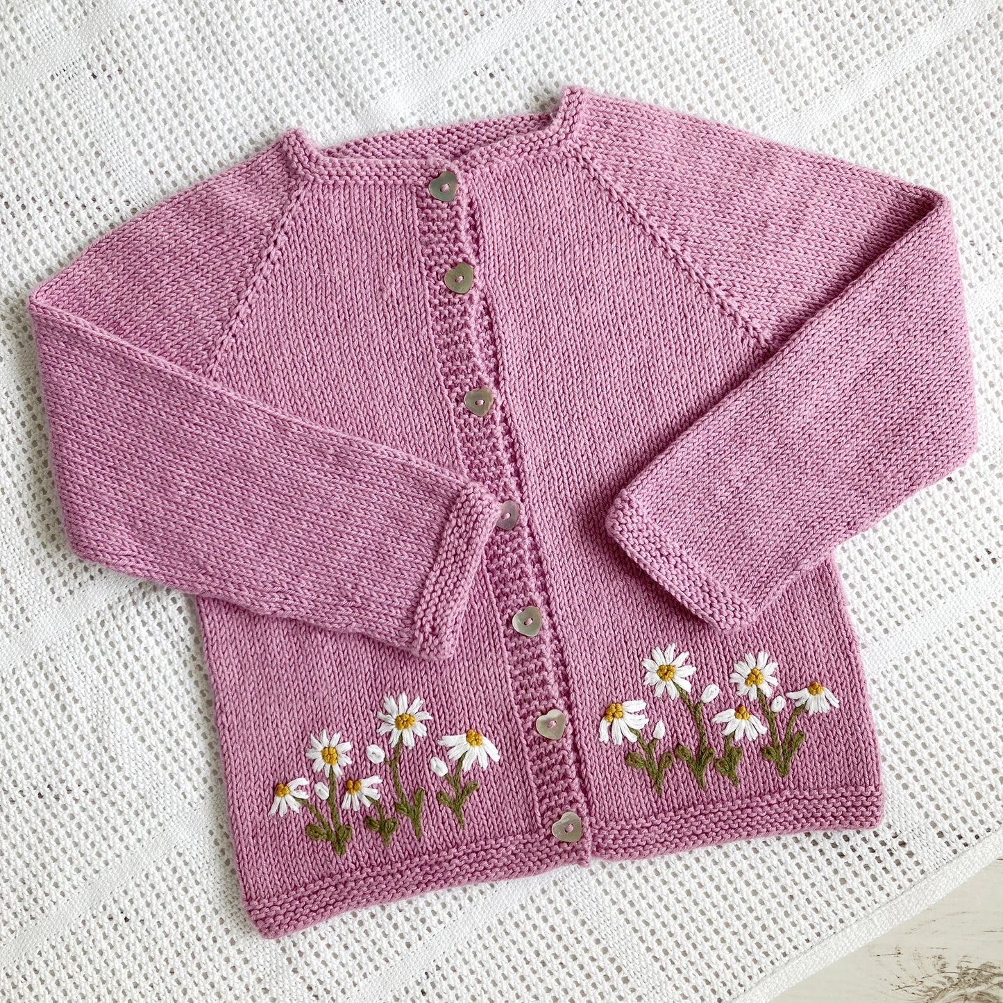 Daisy Embroidered Cardigan Knitting Pattern