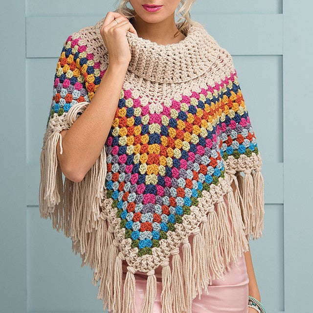 Cowl Neck Poncho Crochet Pattern