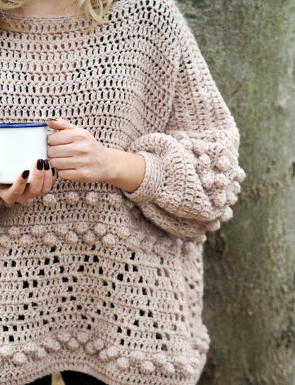 Diamonds and Bobbles Jumper Crochet Pattern